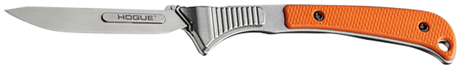 Hogue 35874 Expel  2.050" Fixed High Carbon Steel Blade, Orange G10 Scales/SS Handle, Includes 3 #60 & 2 #70 blades.