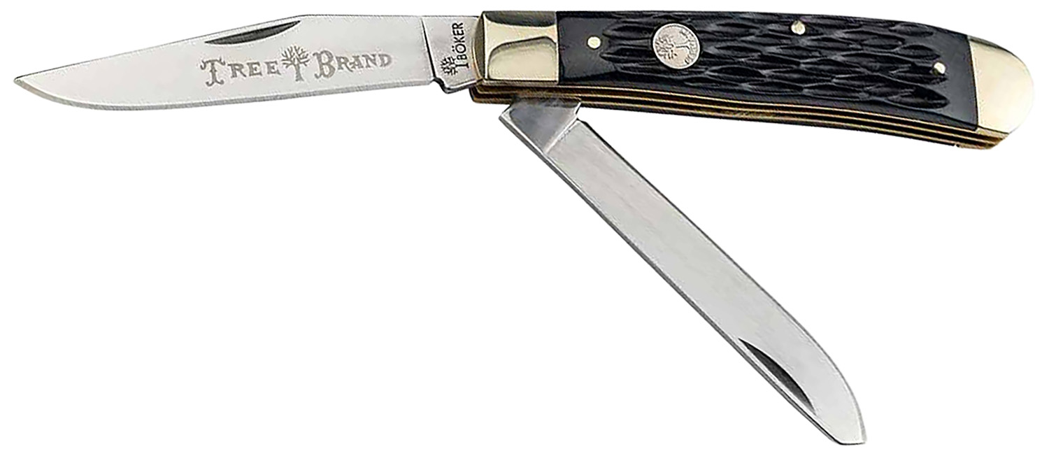 Boker 110824 Trapper 2.0 Clip Point/Spey Plain D2 Steel Blade Black Jigged Bone Handle