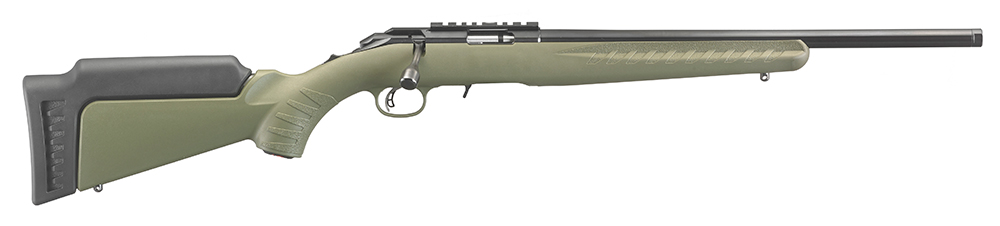 Ruger 8336 American Rimfire Sports South Exclusive Full Size 17 HMR 9+1 18" Satin Blued Steel Threaded Barrel & Alloy Steel Receiver w/Scope Rail, Green Fixed Synthetic Stock, Right Hand