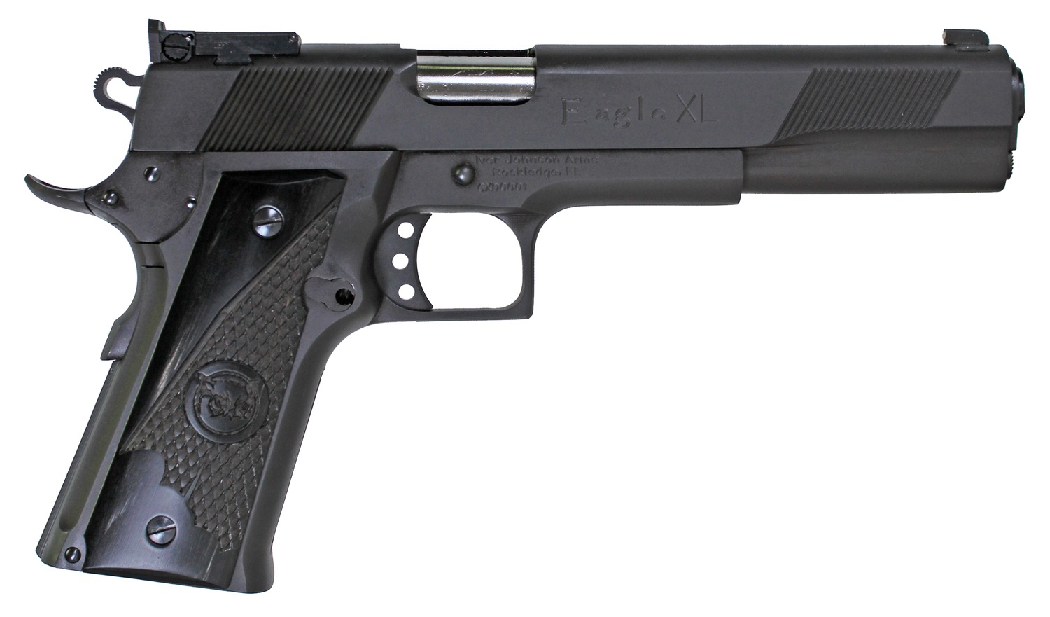 Iver Johnson Arms EAGLEXL10DS Eagle XL  Full Size Frame 10mm Auto 15+1 6" Stainless Steel Barrel, Matte Black Steel Long/Serrated Slide, Black Steel Frame w/Beavertail, G10 Grip