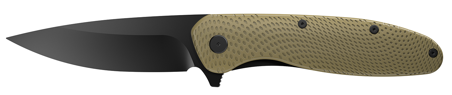 Outdoor Edge VD1C Viddux  3.15" Folding Drop Point Plain Black Oxide 4Cr14MoV Blade Green Glass-Filled Nylon Handle