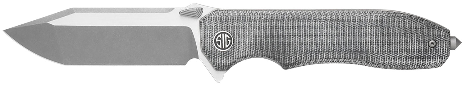 Sig Sauer Knives VA9SBT Validus  3.78" Folding Modified Tanto Plain Dark Acid Stonewash/Satin M390 Steel Blade, 4.76" Salt & Pepper Canvas Micarta Handle