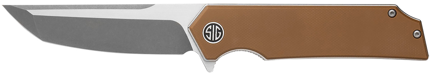 Sig Sauer Knives TS8SBRN Tsuru  3.30" Folding Tanto Plain Satin 154CM SS Blade, 4.20" Coyote Brown G10 Handle