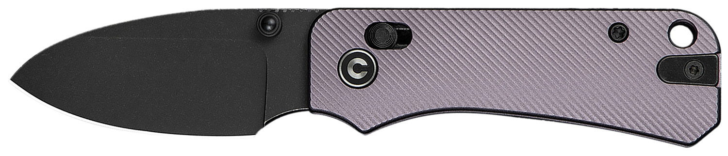 Civivi Knives C23074-2 Baby Banter 2 2.34": Folding Drop Point Plain Black Stonewashed Nitro-V Steel Blade, Purple Textured Aluminum Handle