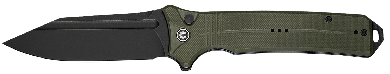 Civivi Knives C23080-3 Neurohaptic  EDC 3.74" Folding Clip Point Plain Black Stonewashed Nitro-V Steel Blade, OD Green Textured G10 Handle