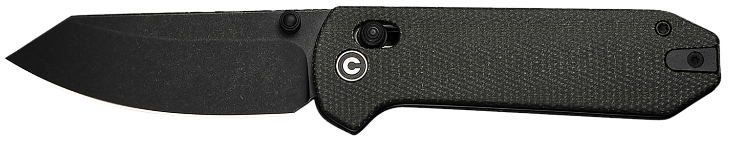 Civivi Knives C23073B-1 Yonder  2.88" Folding Spey Point Plain Black Stonewashed 14C28N Steel Blade, Dark Green Canvas Micarta Handle
