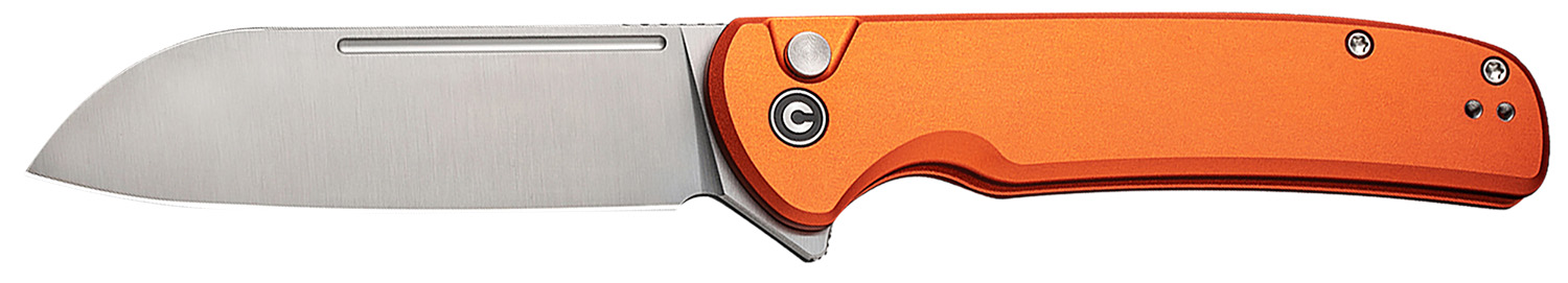 Civivi Knives C20022B-2 Chevalier II  EDC 3.47" Folding Sheepsfoot Plain Satin 14C28N Steel Blade, Orange Aluminum Handle