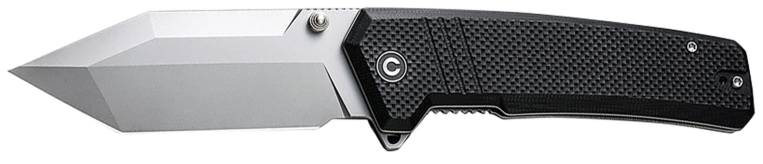 Civivi Knives C23024-1 Bhaltair  3.98" Folding Tanto Plain Stonewashed 14C28N Steel Blade, Black Textured G10 Handle