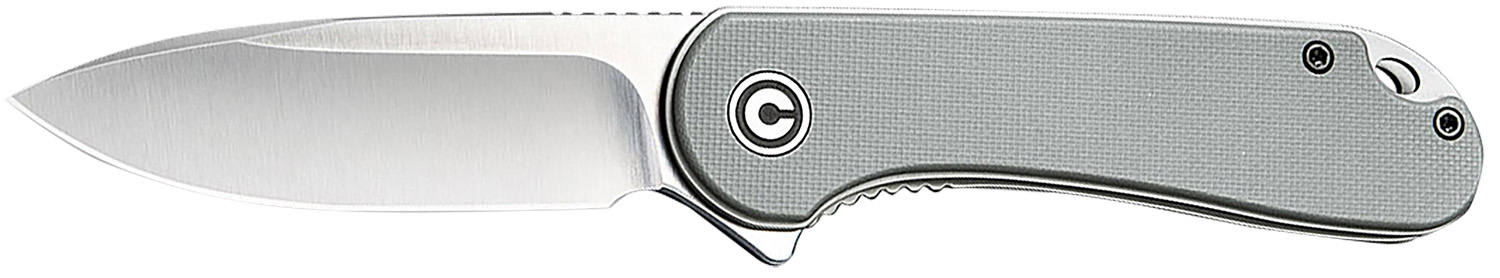 Civivi Knives C907B Elementum  2.96" Folding Tanto Plain Black Stonewashed D2 Steel Blade, 4.03" Gray Textured Micarta Handle