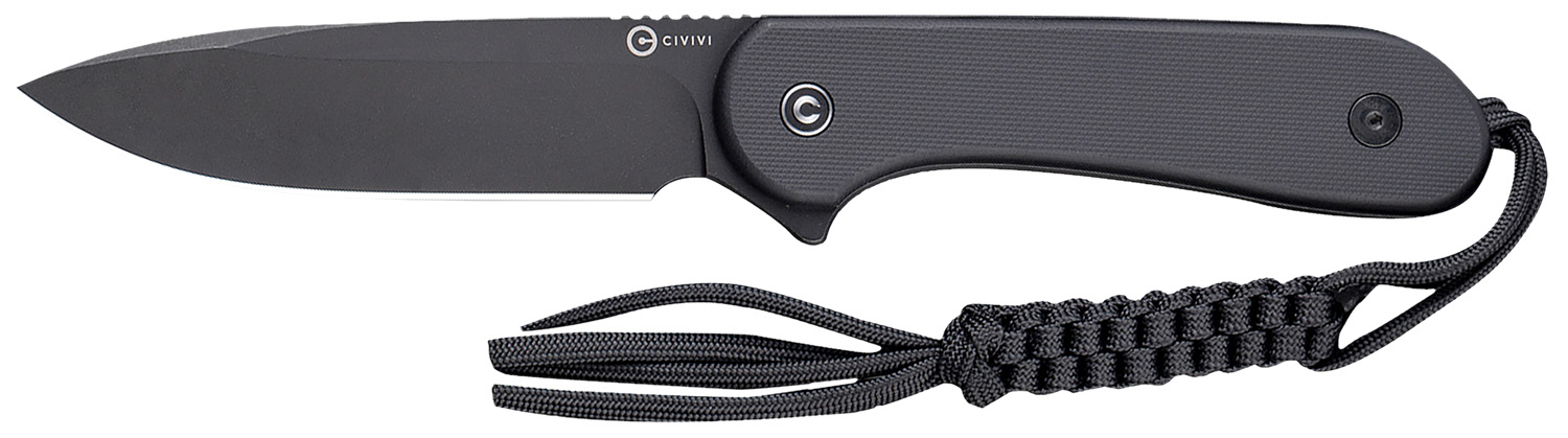 Civivi Knives C2105A Elementum  3.98" Fixed Plain Black Stonewashed D2 Steel Blade, 4.50" Black G10 Handle