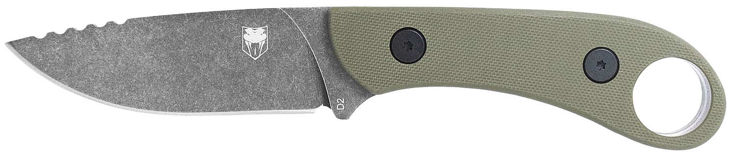 CobraTec Knives SD2DNSODGGEN2 Skinner Gen II 3.50" Fixed Plain Stonewashed D2 Steel Blade, 4.31" OD Green Textured G10 Scales Handle w/Finger Ring