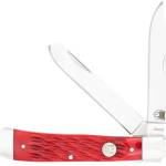 CobraTec Knives CTTDTRPREDBN Trapper  Folding 2.88" Clip Point, 2.94" Spey Plain Polished VG-10 SS Blades, 4.44" Red Bone Scales/SS Handle