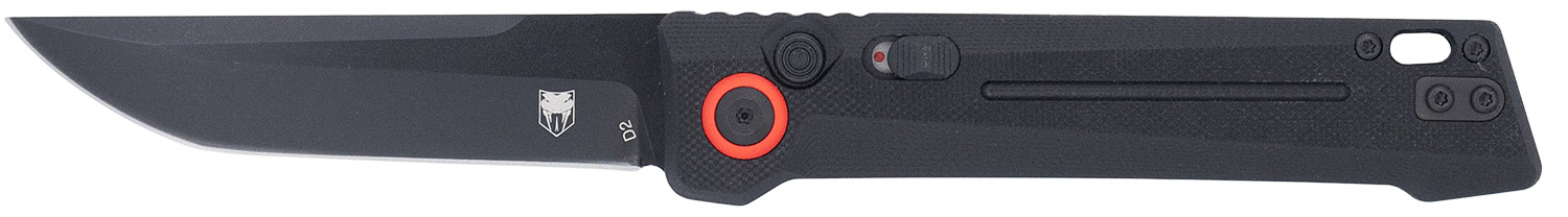 CobraTec Knives CTIFRBLK Inferno  3.50" OTF Tanto Plain Black TiCN D2 Steel Blade, 4.75" Black Textured Handle