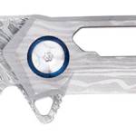 CobraTec Knives CTGSTDAMWNS Ghost  3.88" Folding Wharncliffe Plain Damascus Blade, 4.94" Cut Out Titanium Handle