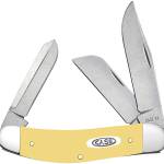 Case 30118 Sowbelly  Folding Clip Point/Sheepsfoot/Spey Plain Mirror Polished Tru-Sharp SS Blade, Smooth Yellow Synthetic Handle