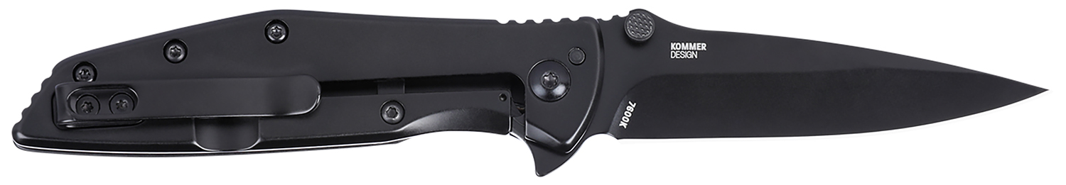 CRKT 7600K SLAG  EDC 2.95" Folding Plain Black Oxide D2 Steel Blade, Black Stainless Steel Handle