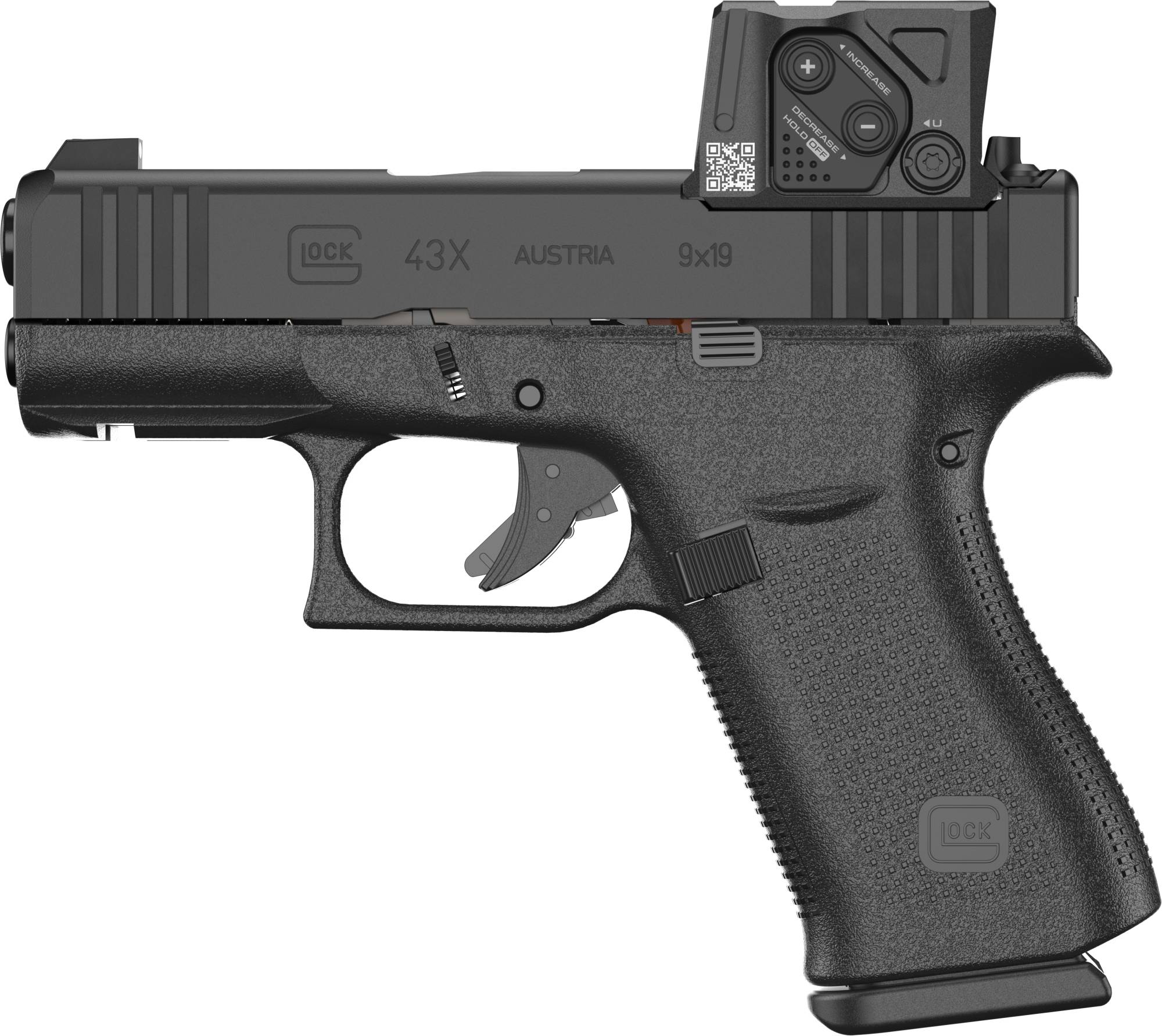 GLOCK G43X 9MM BLK 3.39" MOS8 RAIL