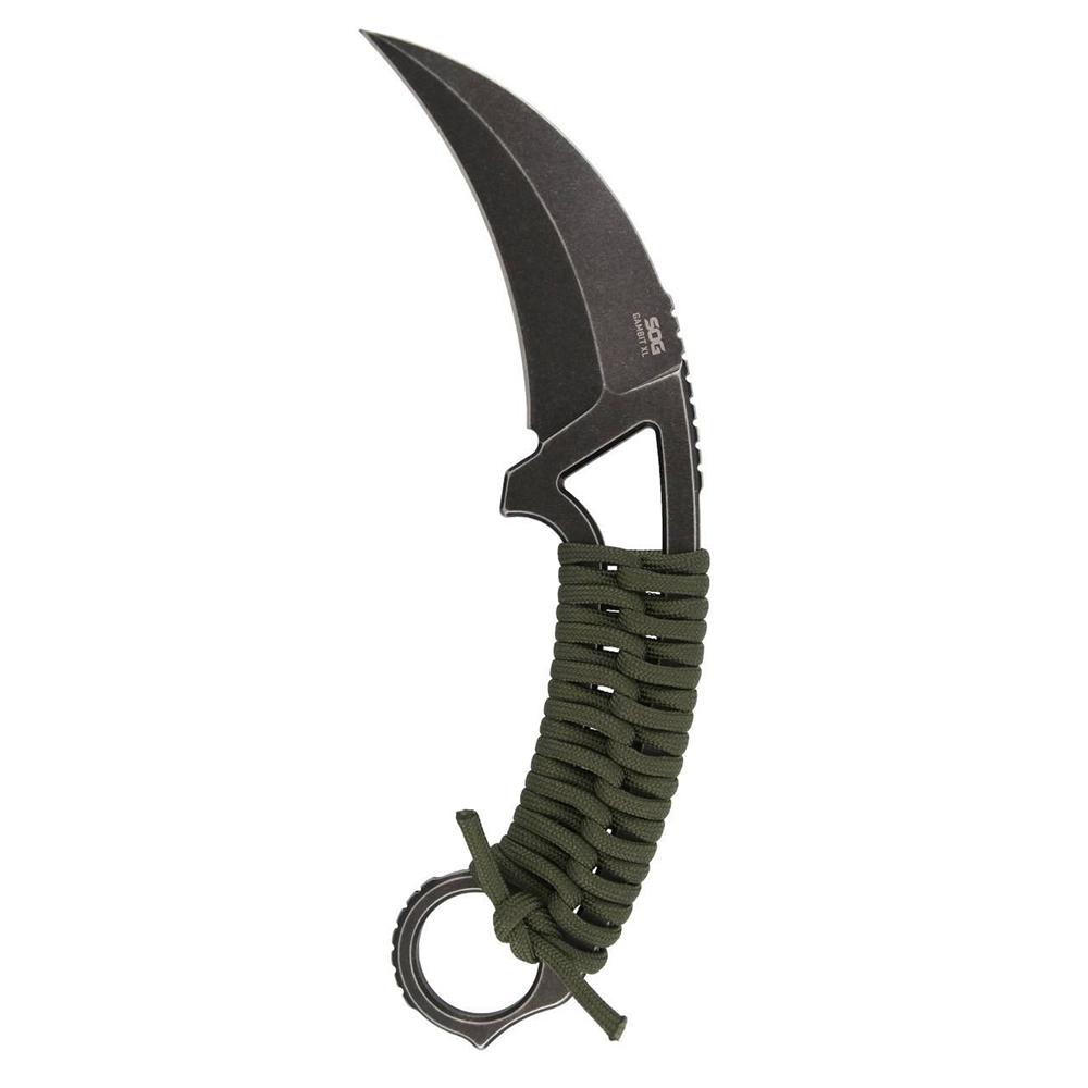 SOG Gambit XL Fixed Knife 4" Karambit Blade OD Green Box