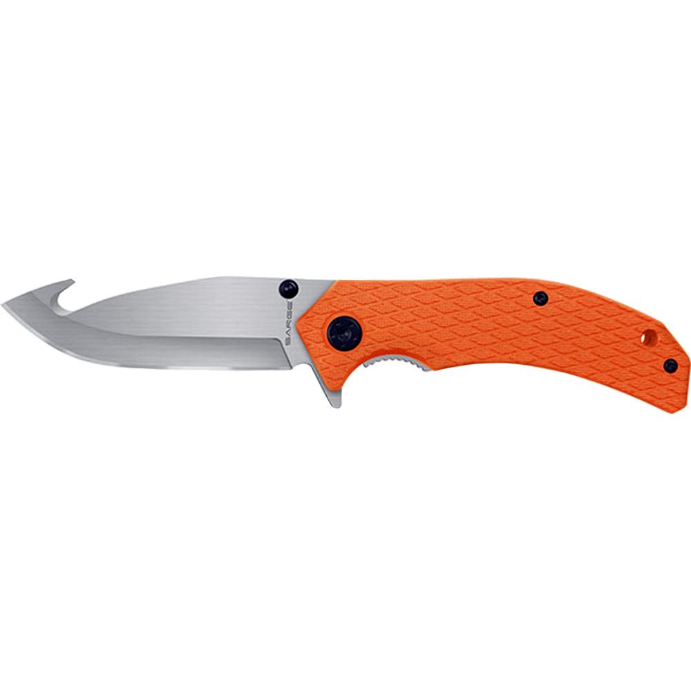 Sarge Knives Mojo Adrenaline Folding Knife 3-1/2" Gut Hook Blade Orange