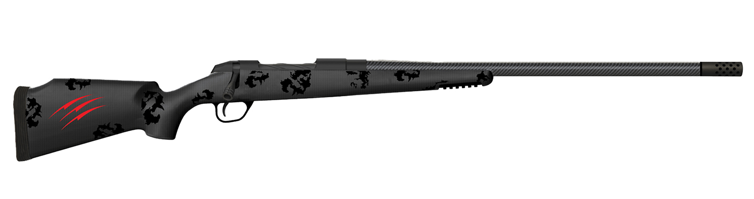 Fierce Firearms FCTRG300WSM24BBO CT Rage  300 WSM Caliber with 3+1 Capacity, 24" Carbon Fiber Barrel, Black Cerakote Metal Finish & Blackout Camo Fixed Fierce Tech C3 Stock, Right Hand (Full Size)