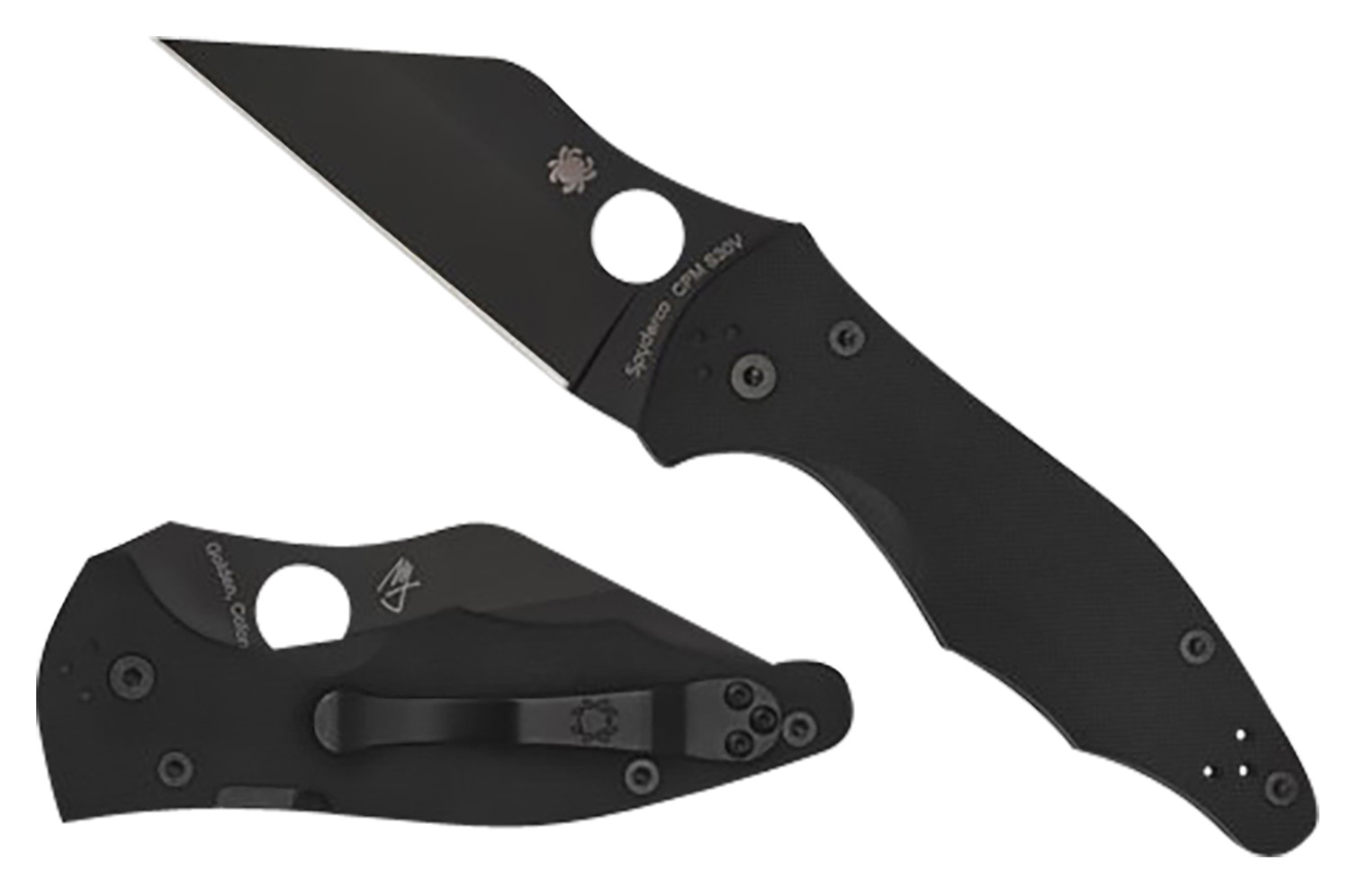 Spyderco C85GPBBK2 Yojimbo 2  3.20" Folding Wharncliffe Plain Black DLC CPM S30V SS Blade/Black Textured G10 Handle Includes Pocket Clip