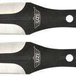 Uzi Accessories UZKTRWTZP Throwing Knives  Two Fixed Plain Black/Silver Stainless Steel Blade, Black Stainless Steel Handle, Includes Nylon Holster