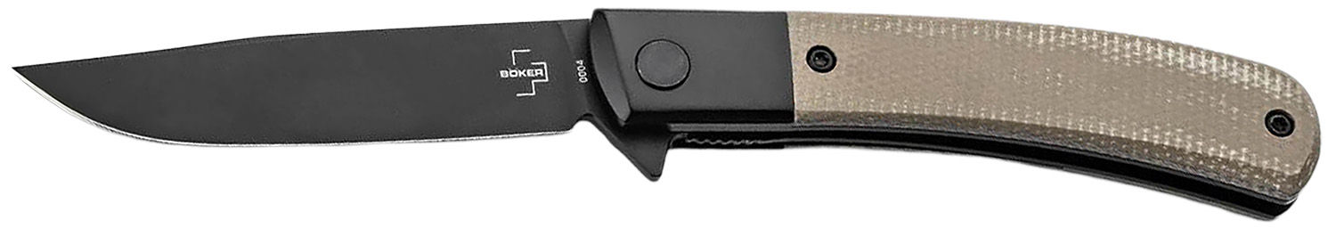 Boker 01BO931  Modern Gentleman 2.95" Plain Black Nitro-V Blade Green Micarta Handle