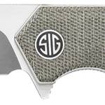 Sig Sauer Knives TS8SG Tsuru  3.30" Folding Tanto Plain Satin 154CM SS Blade, 4.20" Green Canvas Micarta Handle