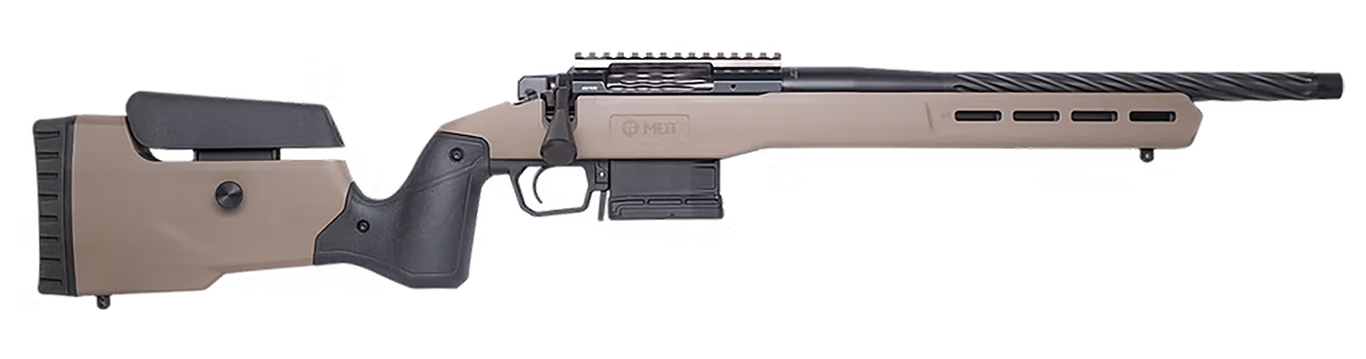 Cnc Firearms CNCFX722CM Faxon FX7 22 Creedmoor 5+1 16" Black Spiral Fluted Threaded Barrel, Black Receiver w/Picatinny Rail, MDT Flat Dark Earth Polymer Stock