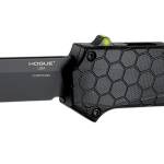 Hogue 34021 Compound  3.50" OTF Tanto Plain Black PVD CPM 30CV SS Blade, Black Textured Aluminum/G10 Handle