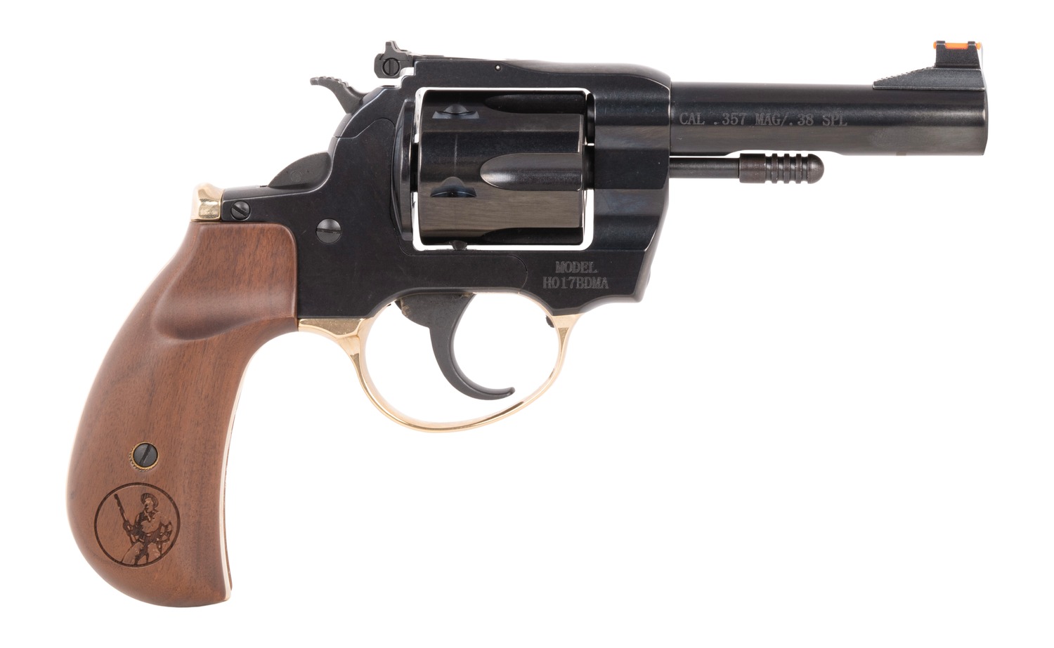Henry H017BDMA Big Boy Deadeye 357 Mag/38 Special 6 Shot 4" Blued Round Barrel, Blued Cylinder, Blued Polished Steel Frame, American Walnut Birdshead Grip, Transfer Bar Safety, Exposed Hammer