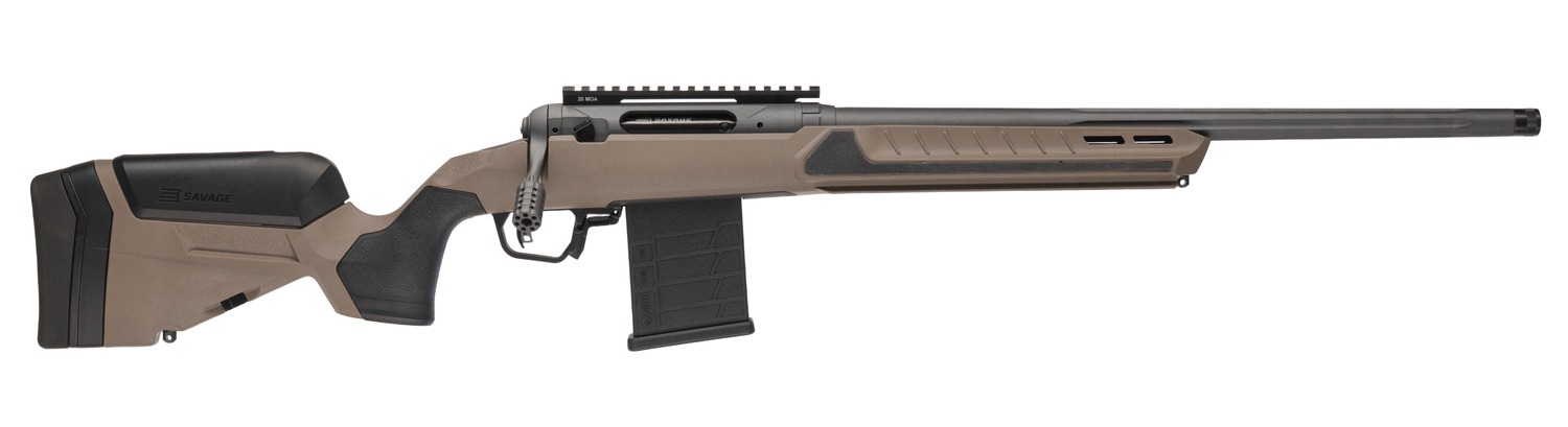 Savage Arms 32666 110 Core Tactical 5.56 NATO 10+1 18" Medium Heavy Fluted Barrel, Arca Rail Forend, Coyote Tan AccuStock w/AccuFit V2 Synthetic Stock, Right Hand