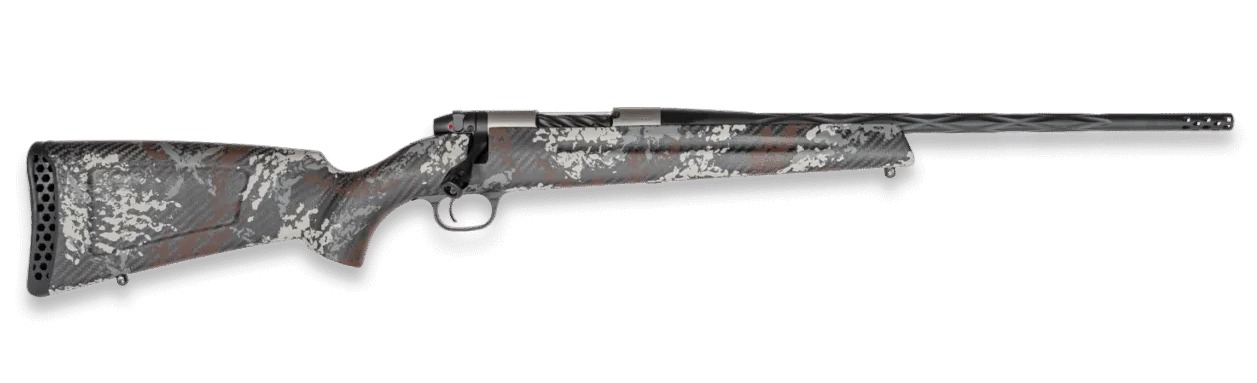 Weatherby MBP01N65RWR3B Mark V Capra 6.5 Wthby RPM 2+1 21" Graphite Black Cerakote Fluted Threaded Barrel Titanium Receiver Drilled & Tapped Receiver Exposed Carbon w/Gray, White & Rust Sponge Accents