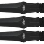 Uzi Accessories UZKTRW003 Throwing Knives  3" Fixed Straight Back Plain Black Stainless Steel Blade Black Nylon Cord Wrapped Handle