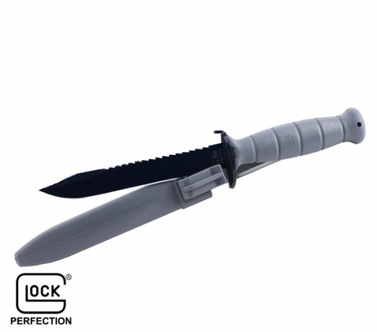 Glock Field Knife 6-1/2" Clip Point Blade Black Grey with Saw Bulk
