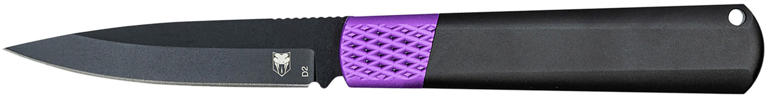 CobraTec Knives CTWOLVERINEBLK Gideon  3" Folding Plain Black Stonewashed D2 Steel Blade, 4.25" Black/Purple Aluminum Handle
