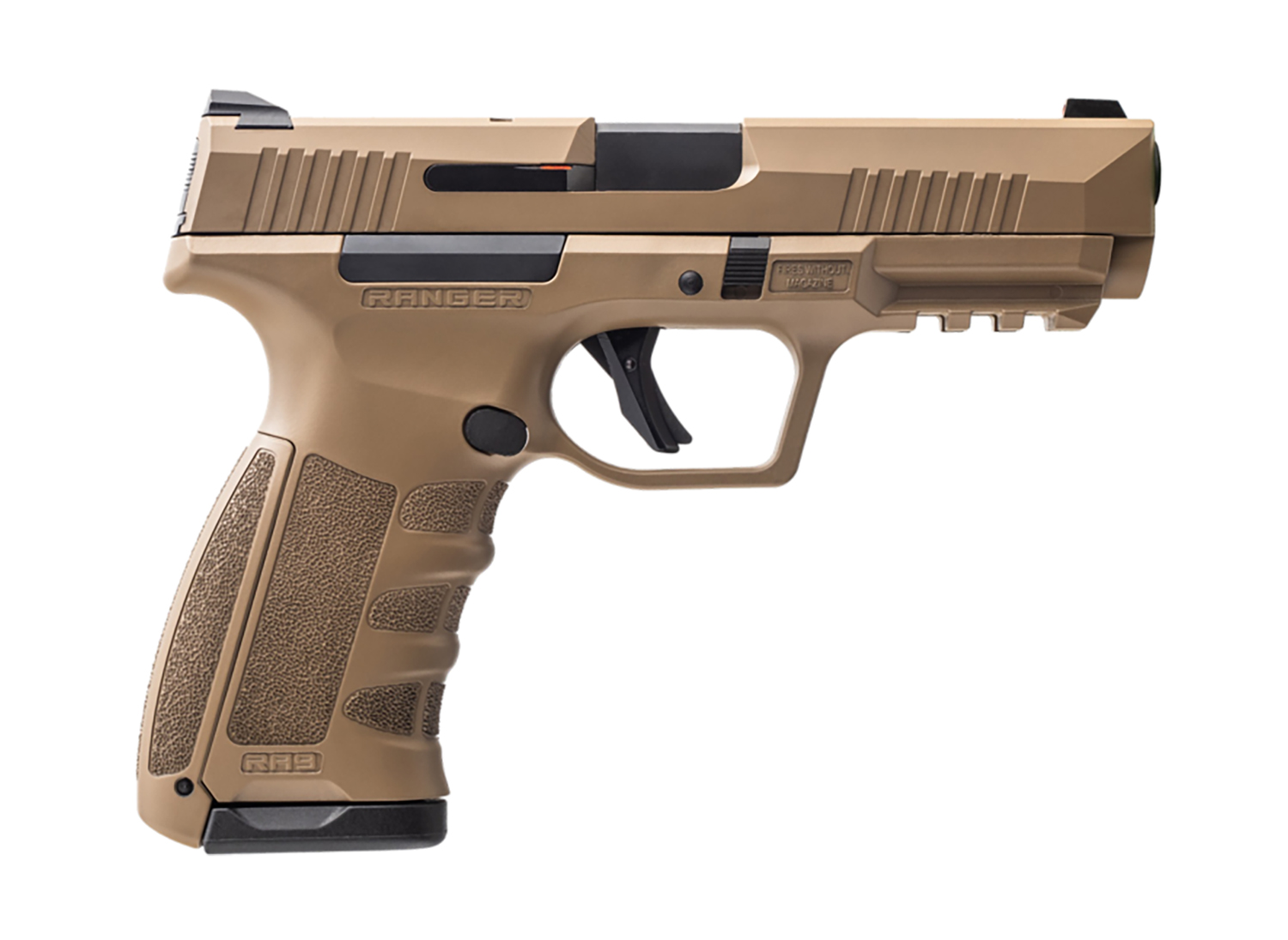 Dickinson LLC RA9FED RA9  9mm Luger 17+1 4.25" Black Steel Barrel, Flat Dark Earth Cerakote Serrated Aluminum Slide, Flat Dark Earth Polymer Frame w/Accessory Rail