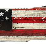 Templar Knife MZWUS121 Premium Weighted Small 3" OTF Dagger Plain Black Oxide Stonewashed Powder Coated D2 Steel Blade, 4.50" Painted Wood Grain US Flag Aluminum Zinc Alloy Handle