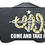 Templar Knife  Excalibur Come And Take It Slim 3.25" OTF Tanto Part Serrated D2 Steel Blade, 5" Black "Come And Take It" Aluminum Handle