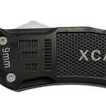 Xcaliber Knife Company  9mm  Large 3.80" OTF Drop Point Black 440C SS Blade, 5.30" Steel Handle