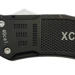 Xcaliber Knife Company  40 Cal  Large 3.80" OTF Tanto Part Serrated Black 440C SS Blade, 5.30" Steel Handle