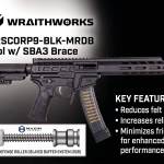 Wraithworks WARSCORP9 Roller Delayed Side-Charging AR Pistol - Black | 9mm | 8.5" Barrel | 7" M-LOK Rail | SB Tactical SBA3 Brace | Accepts Scorpion Mags