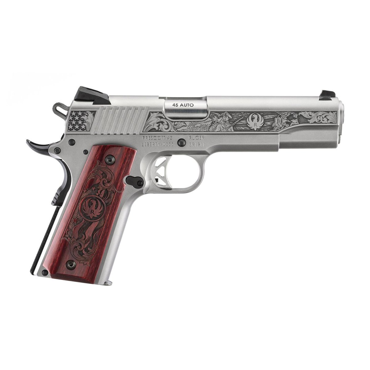 Ruger 250th Anniversary SR1911 Handgun 45acp 8(1)&7(1)rd Magazines 5" Stainless Wood Grip
