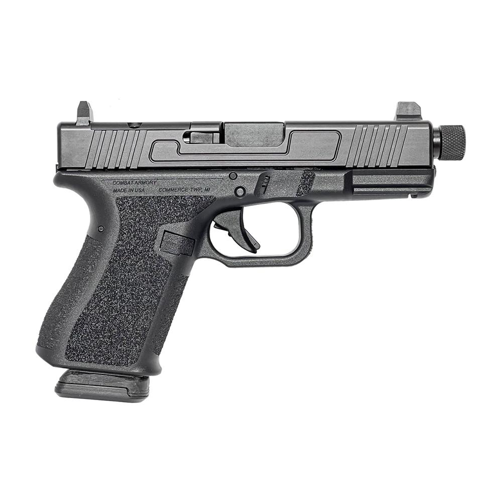 Combat Armory CA19 OR Handgun 9mm Luger 15rd Magazine 4.49" Threaded Barrel Black with Suppressor Height Sights