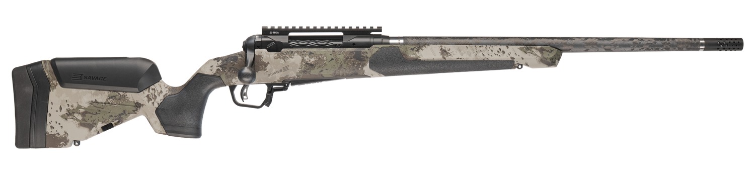 Savage Arms 32713 110 UltraLite Pro Full Size 6.8 Western 3+1 20" Carbon Fiber Barrel, Savage Woodland Camo Accufit V2 Synthetic Stock, Right Hand