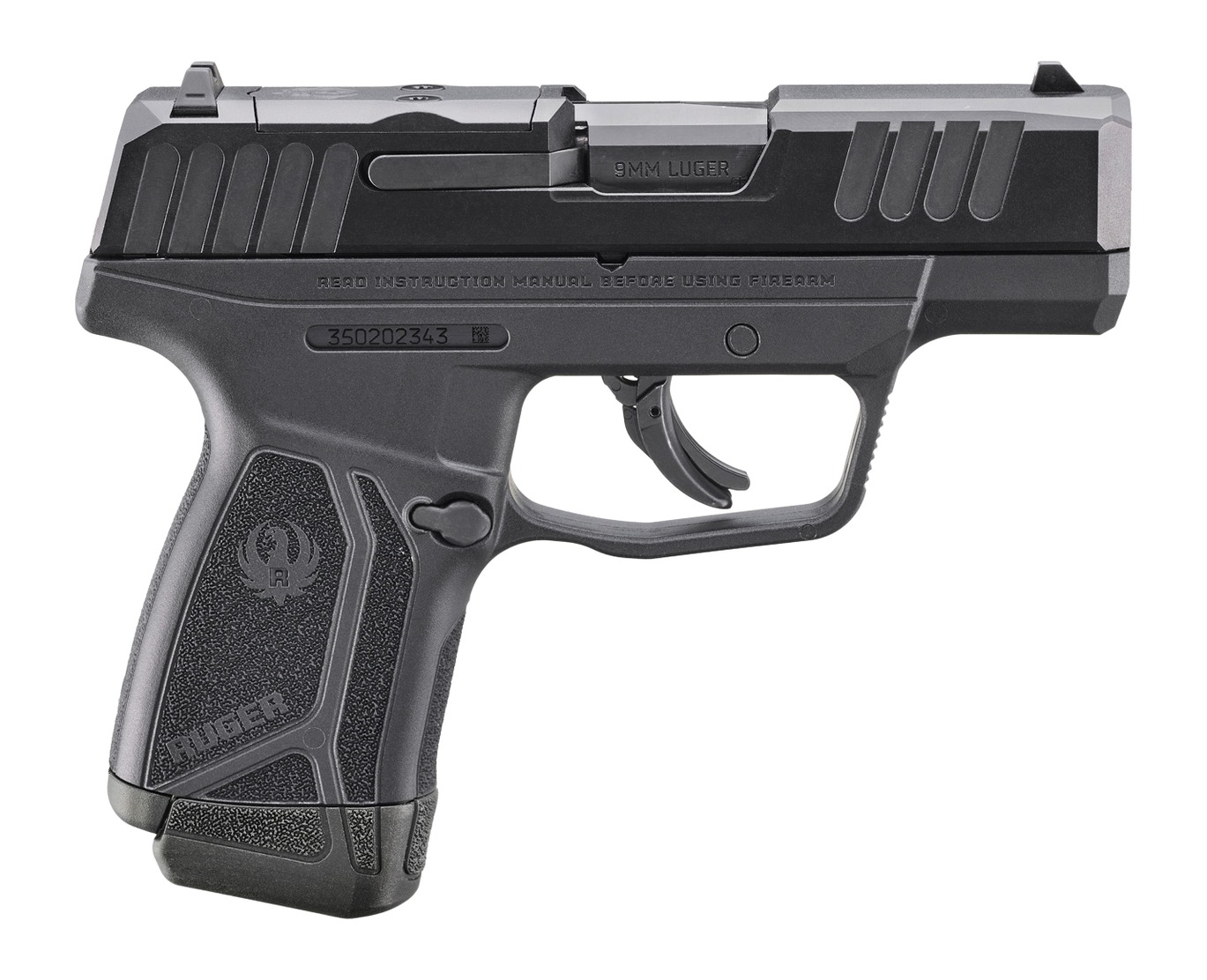 Ruger 3514 Max-9  9mm Luger 12+1 3.20" Black Oxide Alloy Steel Barrel, Black Oxide Alloy Steel Optic Ready/Serrated Slide, Black Polymer Frame, Shield RMSc/JPoint Footprint