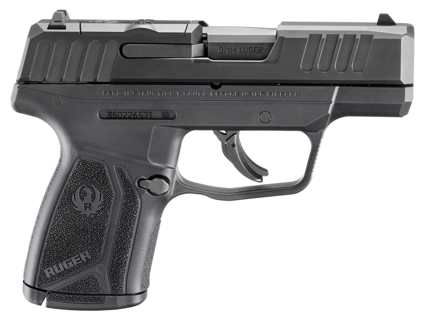 Ruger 3519 Max-9  Compact 9mm Luger 10+1 3.20" Black Nitride Alloy Steel Barrel & Optic Ready/Serrated Slide, Black Polymer Frame, Textured Grip, Shield RMSc/JPoint Footprint