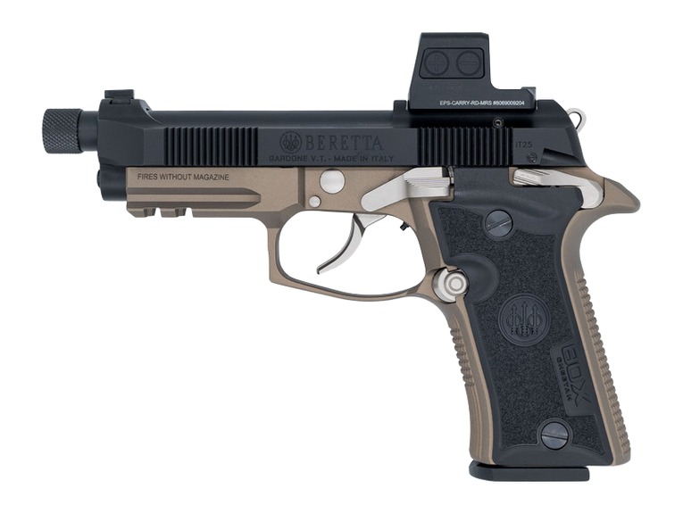 Langdon Tactical Tech 80X32BCBREZF Beretta Cheetah 80X Micro-Compact 32 ACP 13+1 4.40" Black Threaded Barrel, Black Nitride Carbon Steel Optic Ready/Serrated Slide, Black Cerakote Aluminum Frame w/Pic