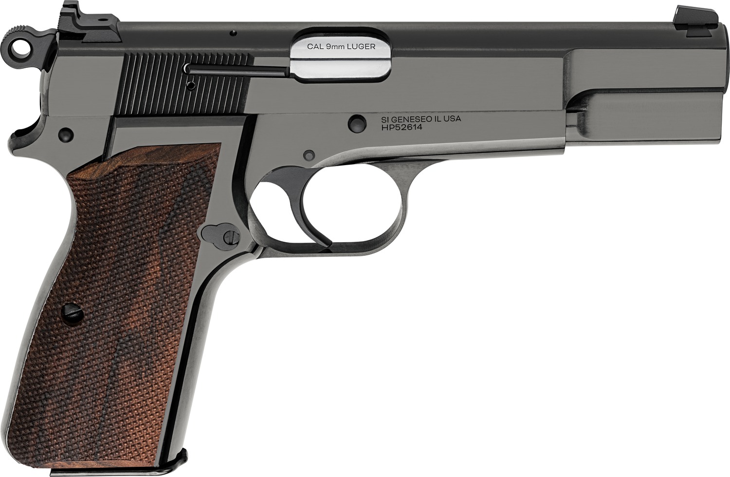 Springfield Armory  SA-35  9mm Luger 15+1 4.70" Stainless Barrel, Polished Blue Cerakote Carbon Steel Serrated Slide & Frame, Checkered Walnut Grip