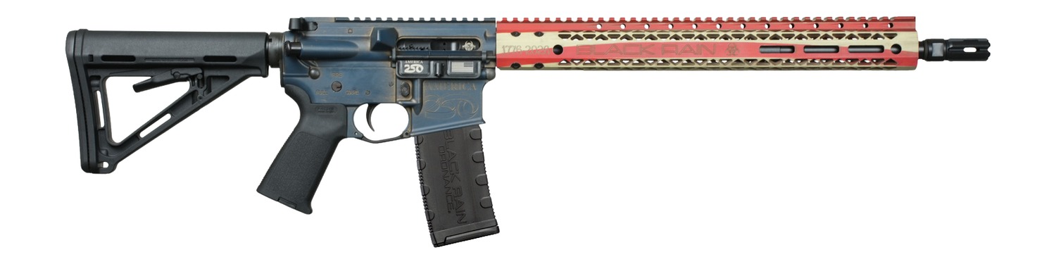 Black Rain Ordnance BRO-BETSY-250 Spec15 250th Anniversary 5.56 NATO 30+1 16" Red, White & Blue w/250th Anniversary Engraving Aluminum Receiver w/Picatinny Rail, Magpul MOE SL Black Polymer Stock, Bla